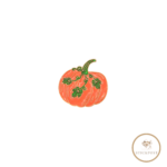 Herbstkürbis Nadelmagnet. orangefarbener Kürbis mit grünen Blätterranken.