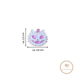 Pumpkin Kitty Nadelmagnet. Weiß und rosafarbene leicht schimmernde Kürbiskatze im Jack-o-lantern Stil. Größe ca. 2,6 x 2,3 cm
